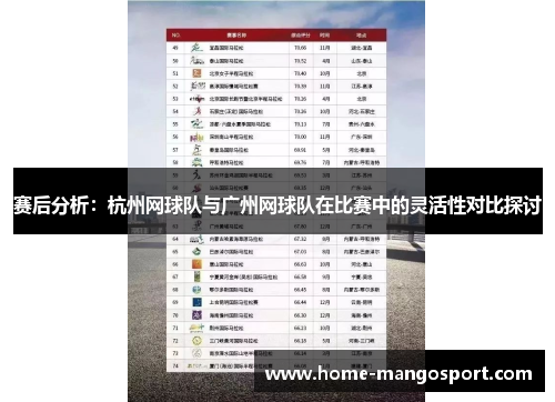 赛后分析：杭州网球队与广州网球队在比赛中的灵活性对比探讨